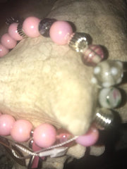 Breast Cancer Awareness Bracelet with Vintage Beads