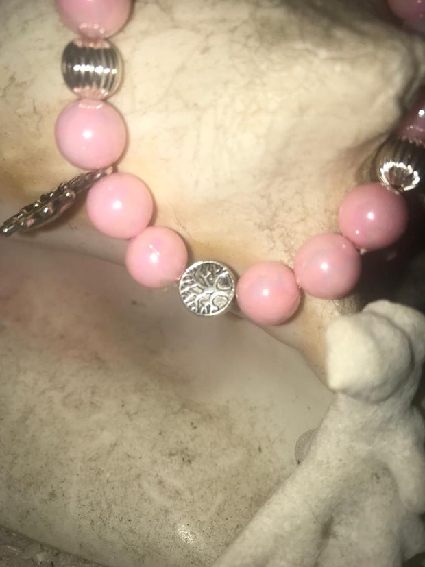 Breast Cancer Awareness Bracelet with Vintage Beads