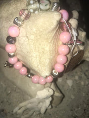 Breast Cancer Awareness Bracelet with Vintage Beads