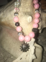 Breast Cancer Awareness Bracelet with Vintage Beads